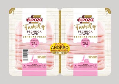 Pechuga pavo finas lonchas reducido en sal ElPozo pack 2 de 200g