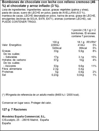 Bombones Suchard cl&aacute;sico 127g