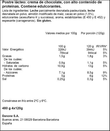 Natillas Proteinas Danone Pack 4 Chocolate