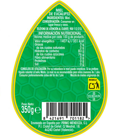 Miel de eucalipto antigoteo Alipende 350g