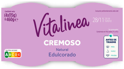 Yogur desnatado Vitalinea cremoso pack 4 edulcorado