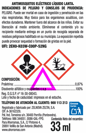 Insecticida el&eacute;ctrico recambio Lanta para mosquitos