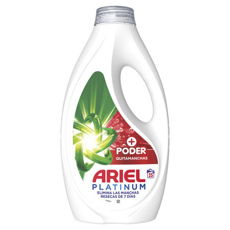 Detergente líquido Ariel platinum 25 lav+poder quitamanchas