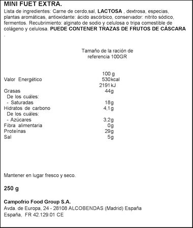 Fuet mini Snack'in Campofr&iacute;o 250g