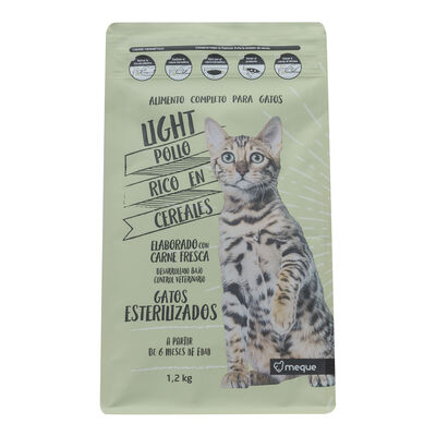Alimento completo para gato Meque esterilizado pollo cereal 1,2kg