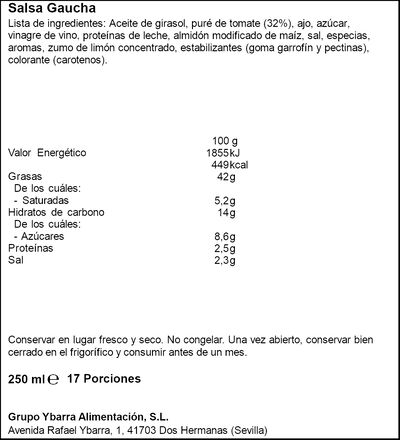 Salsa Gaucha Ybarra 250ml