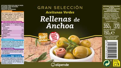 Aceitunas rellenas de anchoa Alipende 150g seleccion