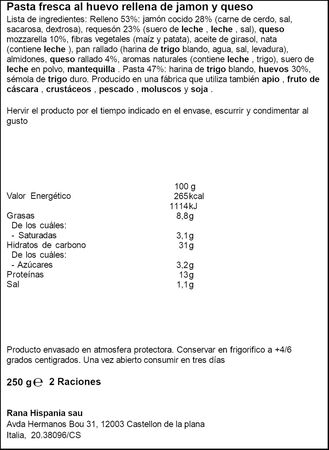 Pasta fresca tortellini jamon y queso Rana 250g jamon y qu
