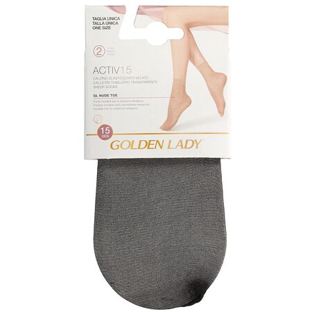 Calcetín Tobillero Licra Golden Lady 15D 2U Negro