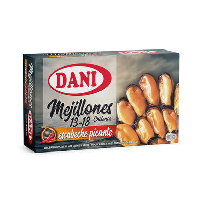 Mejillones Chilenos en escabeche picante 13/18 Dani 69g