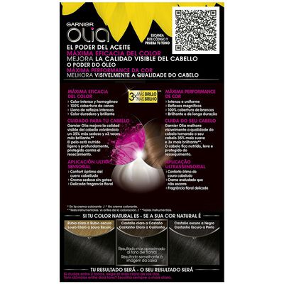 Tinte de cabello sin amon&iacute;aco Garnier Olia n&ordm; 1.0 negro profundo