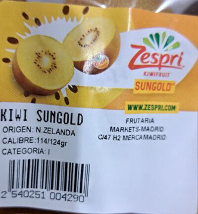 Kiwi SunGold Zespri bandeja 500g aproximadamente