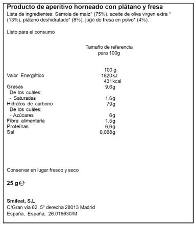 Smilitos fresa pl&aacute;tano Eco 25g Smileat
