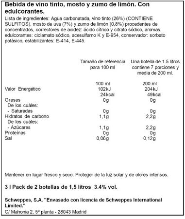 Tinto verano con lim&oacute;n La Casera 1,5L P2
