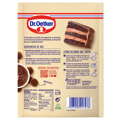 Chocolate con leche para repostería Dr Oetker 150g