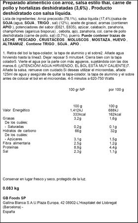 Yarroz de Pollo con salsa Thai Yatekomo vaso 83g