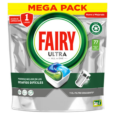 Detergente en cápsulas Para Lavavajillas Fairy 77 unidades Ultra Mega Pack