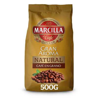 Caf&eacute; en grano natural Marcilla 500g