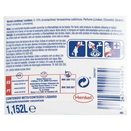 Suavizante Vernel 64 lavados fresh control