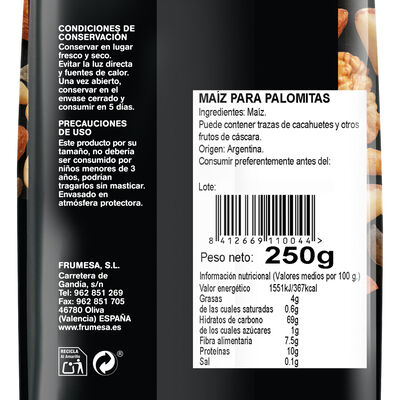 Ma&iacute;z crudo para palomitas Frumesa 250g 