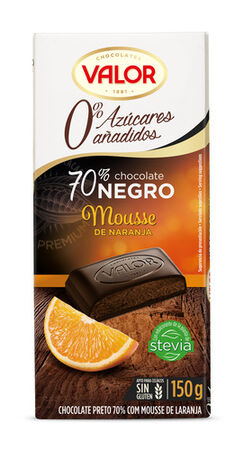 Chocolate negro 70% de cacao naranja s/gluten Valor 150g