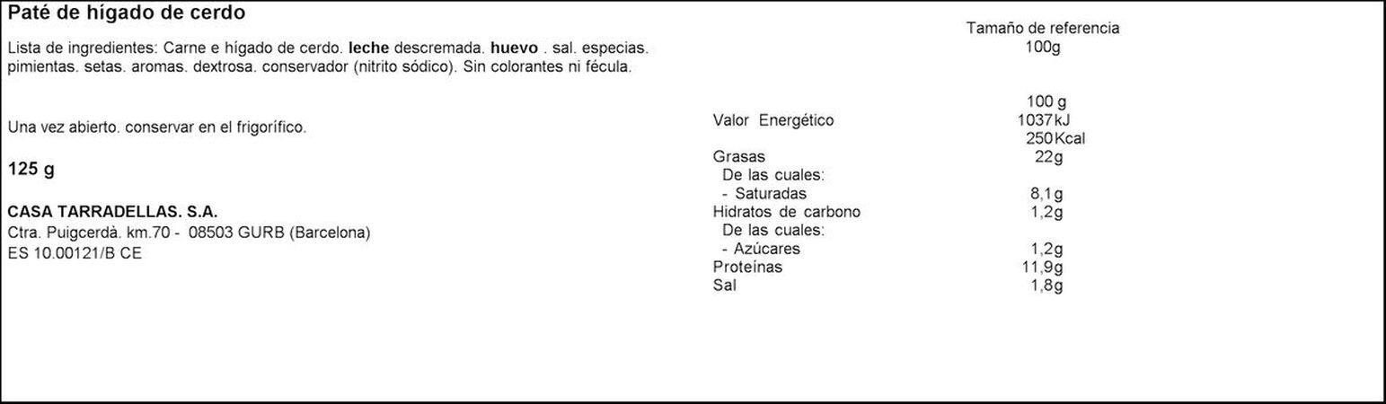 Paté pimienta Casa Tarradellas 125g