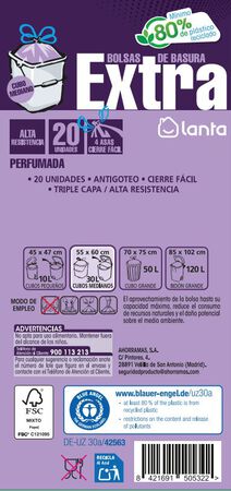 Bolsas de basura Lanta 20 uds 30 litros perfumadas color morado