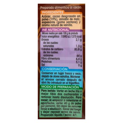 Preparado alimenticio al cacao sin gluten Alipende 400g