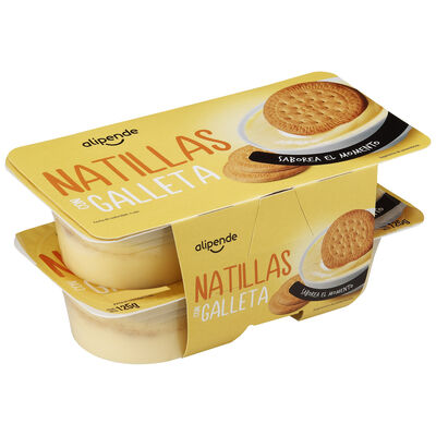 Natillas Alipende pack 4 vainilla con galleta