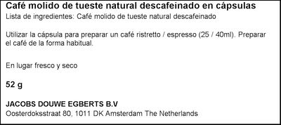 Café descafeinado espresso ristretto intensidad 9 L'Or 10 capsulas
