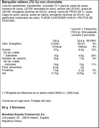 Galleta barquillo de chocolate negro Fontaneda 92g