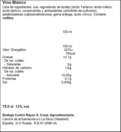 Vino blanco DO Rueda Cuatro Rayas verdejo