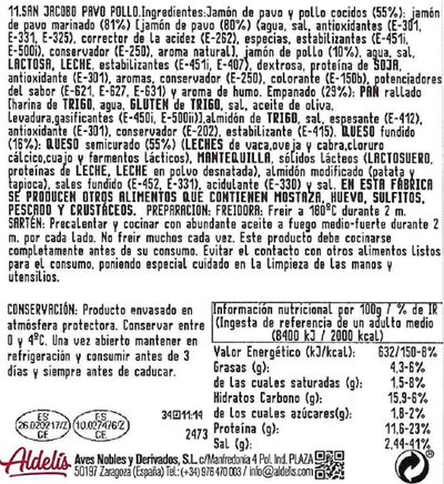 San jacobo pollo y pavo Aldelis 340g