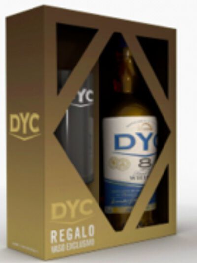 Whisky con 8 a&ntilde;os de envejecimiento origen nacional con vaso Dyc 70cl