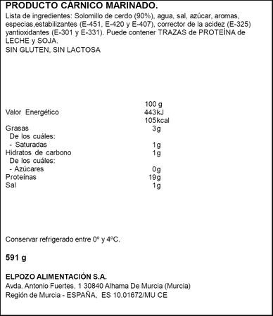 Solomillo extratierno El Pozo 700gr aprox