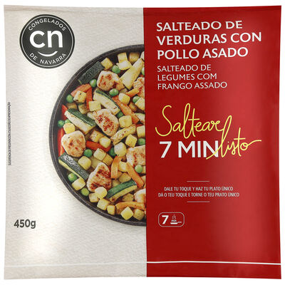 Salteado verduras con pollo asado congelados Navarra 450g