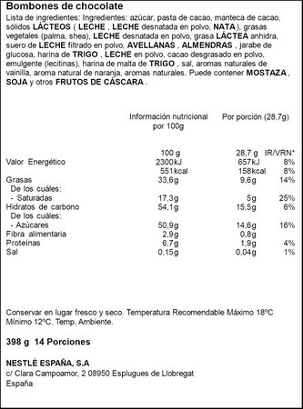 Bombones de Chocolate Caja Roja Nestlé Estuche 398g + Pendientes