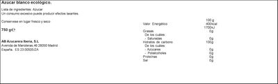 Az&uacute;car de ca&ntilde;a ecol&oacute;gico Azucarera 750g