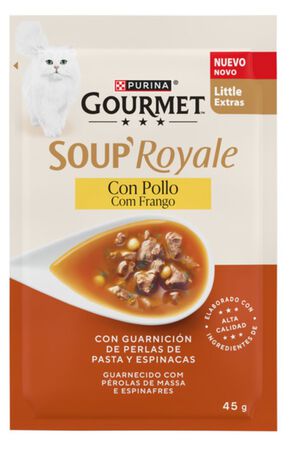 Alimento de gato soup royale gourmet purina con pollo 45g