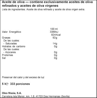 Aceite de oliva clásico 0,4º La Masía 5l