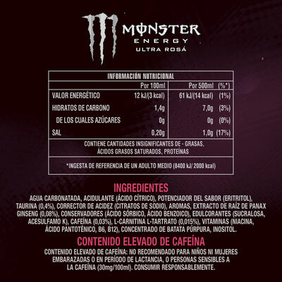 Bebida energ&eacute;tica Energy Ultra Rosa Monster 500ml