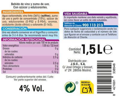 Tinto de verano Alipende 1,5l cl&aacute;sico