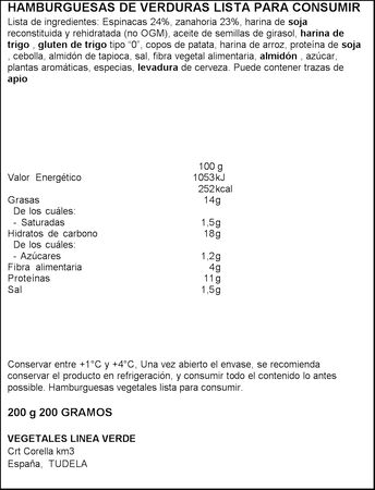 Hamburguesa vegetal mini Diquesí 200g espinaca y zanahoria