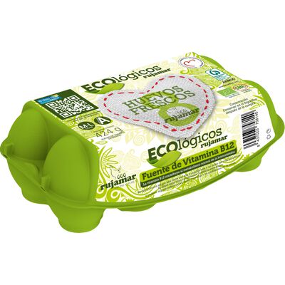 Huevos ecol&oacute;gicos M-L Rujamar 8 unidades