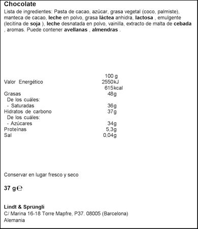 Chocolatina en stick de chocolate negro Lindor 37g