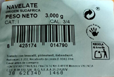 Naranja de mesa bolsa 3kg