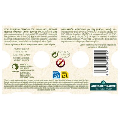Bebida láctea Danacol colesterol pack 6 lima limón