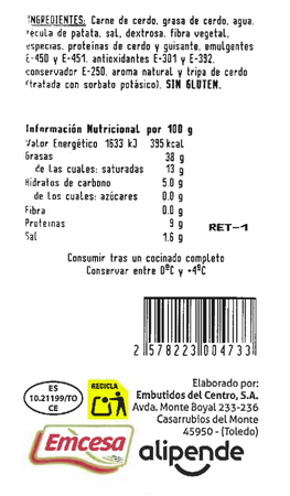 Butifarra pincho Alipende 300g aproximadamente