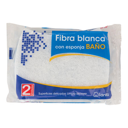 Estropajo fibra blanca Lanta 2 unidades baño