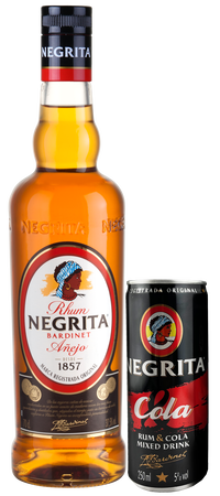 Ron A&ntilde;ejo Negrita 70cl + lata negra cola